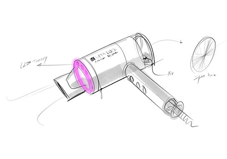 消费电子设计方案LED理疗吹风机外观结构设计
